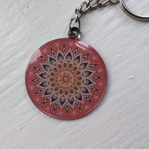 Red mandala keychain or bag charm